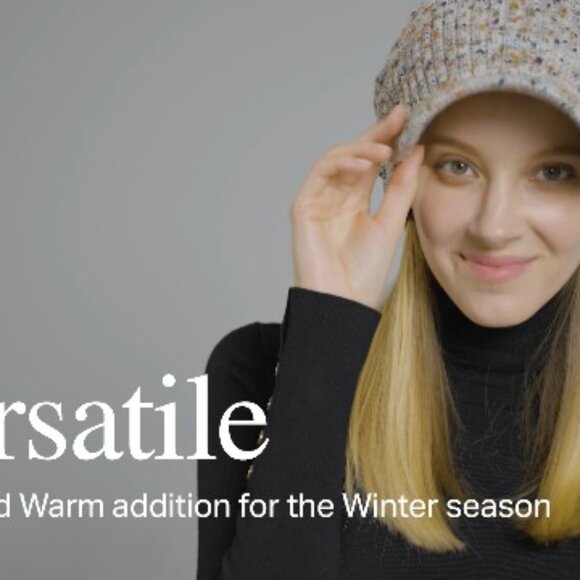 Oversized Chunky Knit Beanie with Visor Brim Fleece Lined Warm Slouchy Hat